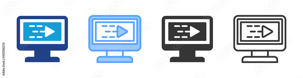 Poster Animation icon set multiple style collection