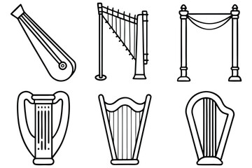 Various Harp Vector Design Collection