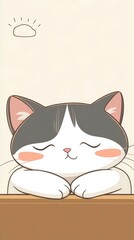 Sleeping Cat Cartoon Illustration