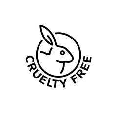 Cruelty Free label, logo, badge, icon, sticker, symbol, emblem, stamp, green, line, flat vector, isolated illustration. Cruelty free not tested on animals label for product packaging design.