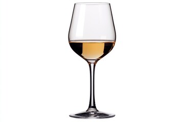 Glass of White Wine on White Background