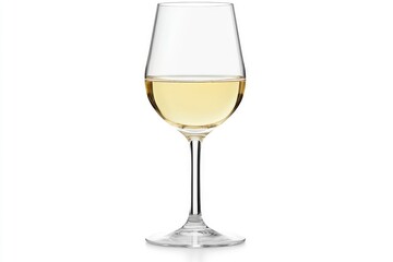 Wine Glass with White Wine on White Background