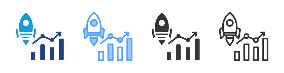 Startup icon set multiple style collection