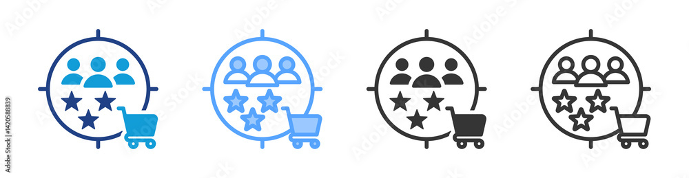 Poster Potential Customers icon set multiple style collection