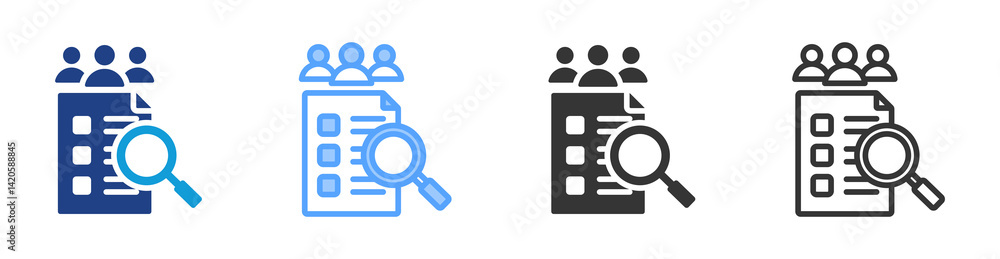 Poster survey icon set multiple style collection
