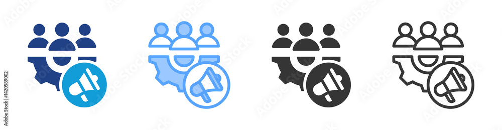 Poster marketing management icon set multiple style collection