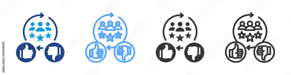 Poster customer experience icon set multiple style collection