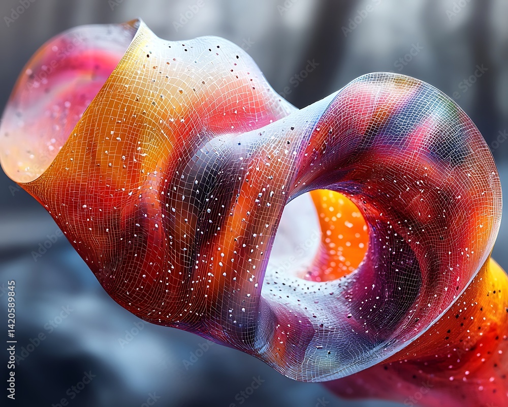 Poster colorful abstract cellular structure with intricate design and light effects