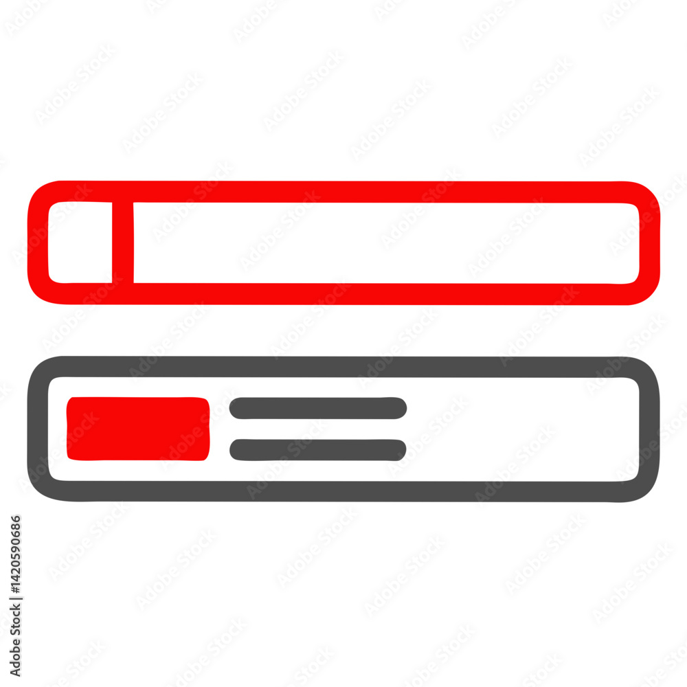 Poster xp bar with error icon design in red and gray colors on a white background for gaming feedback