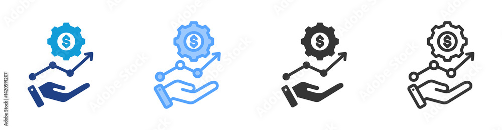 Poster financial service icon set multiple style collection