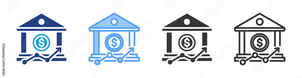 Poster bank icon set multiple style collection