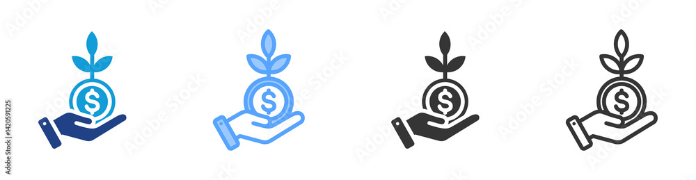 Poster investment service icon set multiple style collection