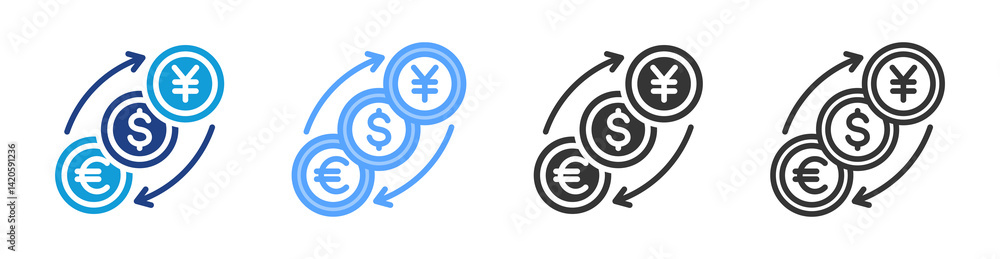 Aufkleber Foreign Exchange icon set multiple style collection