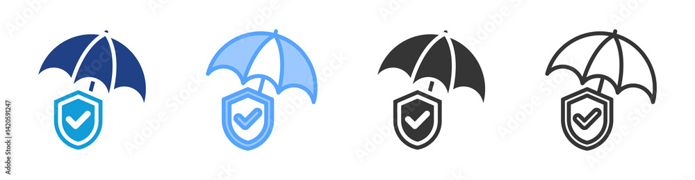 Poster insurance icon set multiple style collection