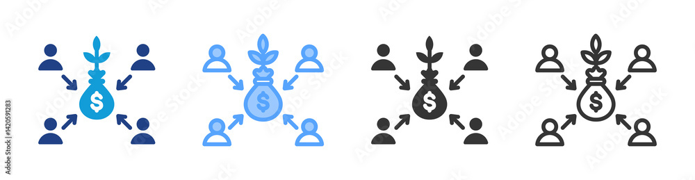 Aufkleber mutual funds icon set multiple style collection