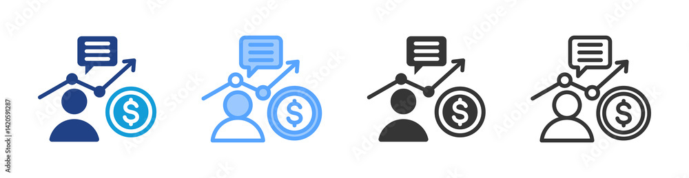 Poster financial advisor icon set multiple style collection