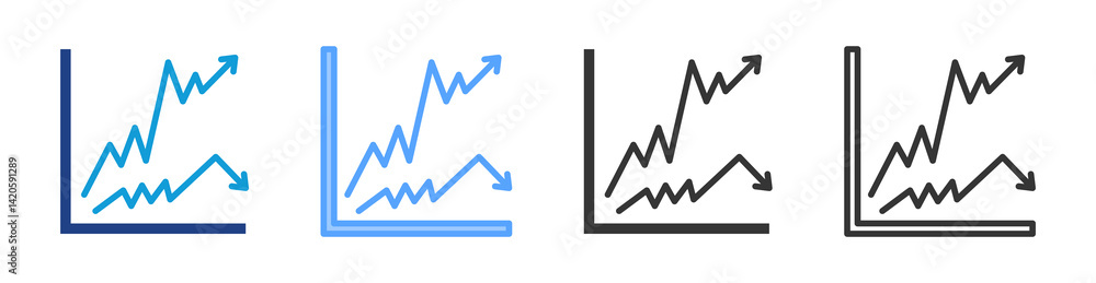 Poster stock market icon set multiple style collection