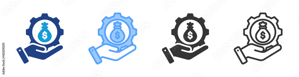 Aufkleber wealth management icon set multiple style collection