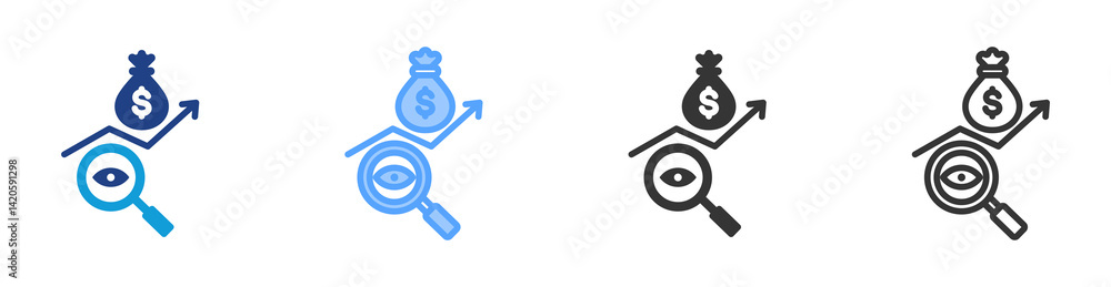 Aufkleber portfolio management icon set multiple style collection