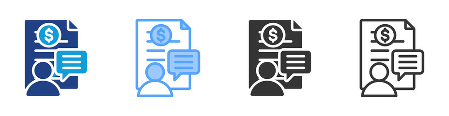 Tax Consultant icon set multiple style collection