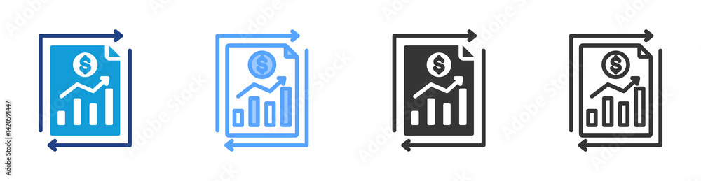 Poster financial system icon set multiple style collection