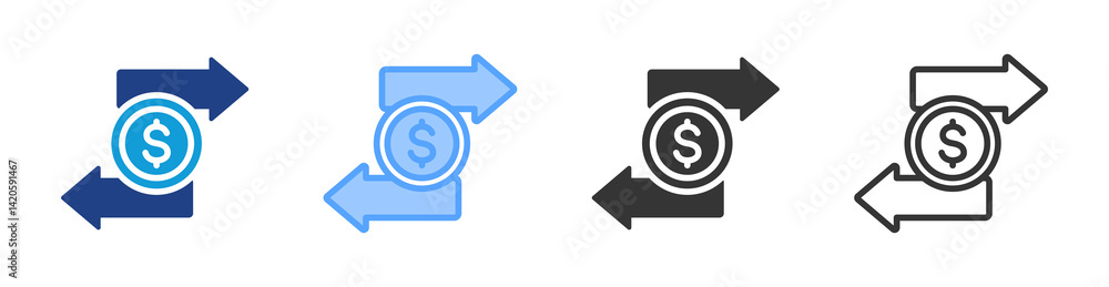 Poster money transfer icon set multiple style collection