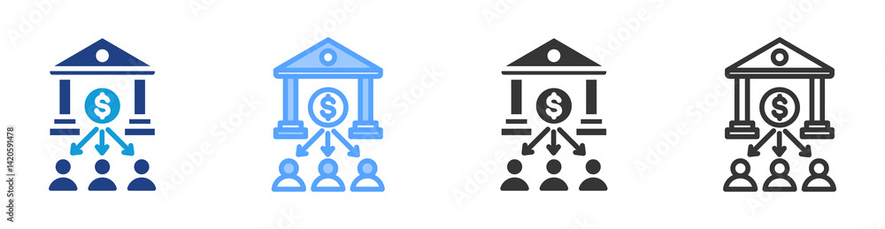 Poster retail banking icon set multiple style collection
