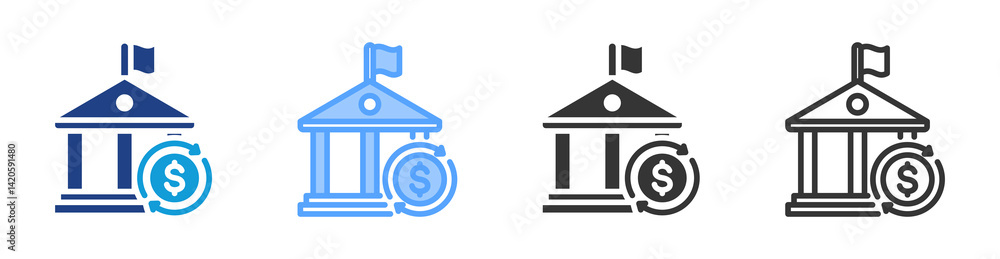 Poster public finance icon set multiple style collection