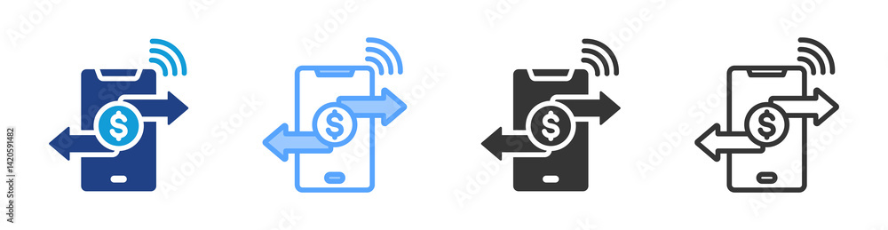 Poster Mobile Banking icon set multiple style collection
