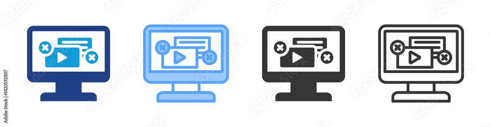 Poster display advertising icon set multiple style collection