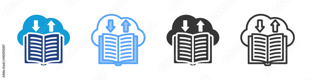 Poster e book icon set multiple style collection