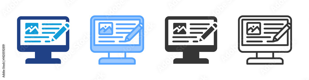 Aufkleber Blogging icon set multiple style collection