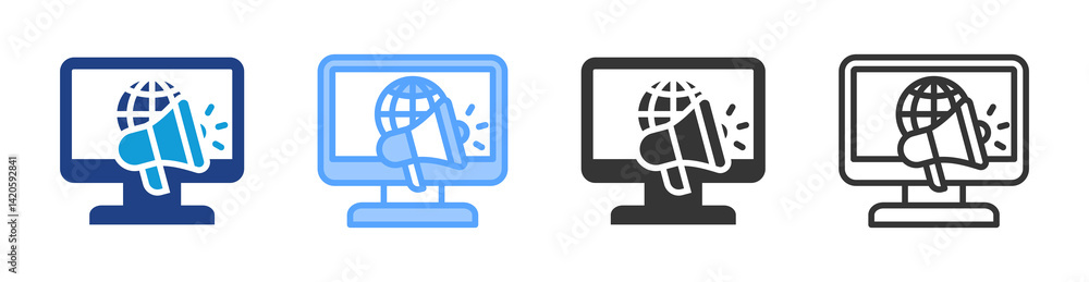 Poster web marketing icon set multiple style collection
