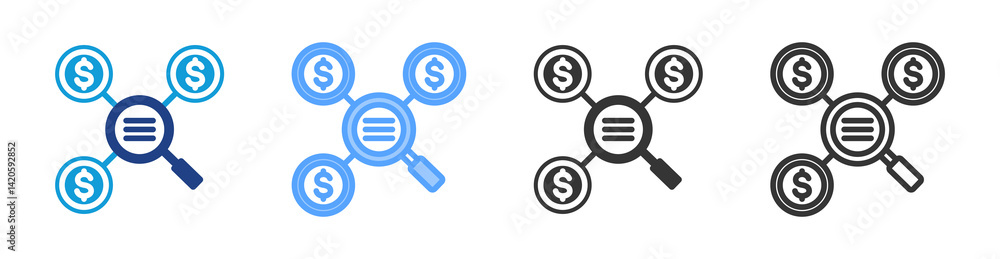 Aufkleber paid search icon set multiple style collection