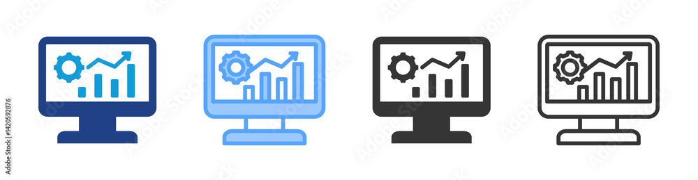Poster business software icon set multiple style collection