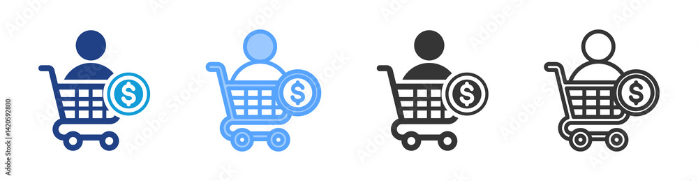 Poster consumer icon set multiple style collection