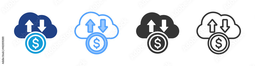 Poster online payment icon set multiple style collection