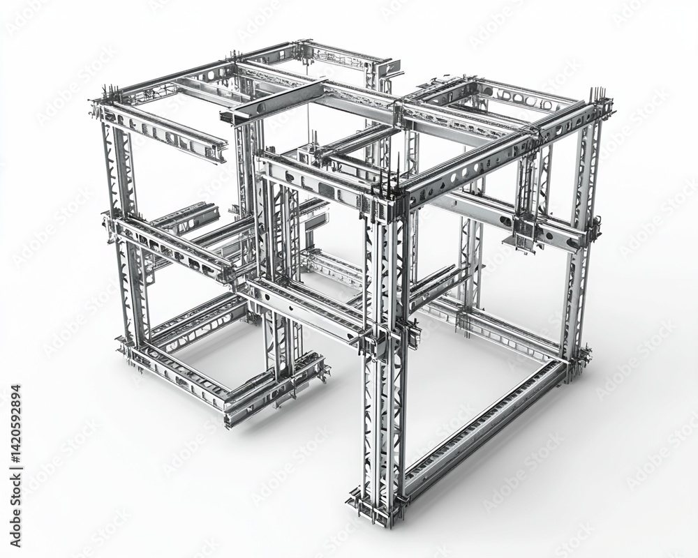 Poster three-dimensional metallic framework structure