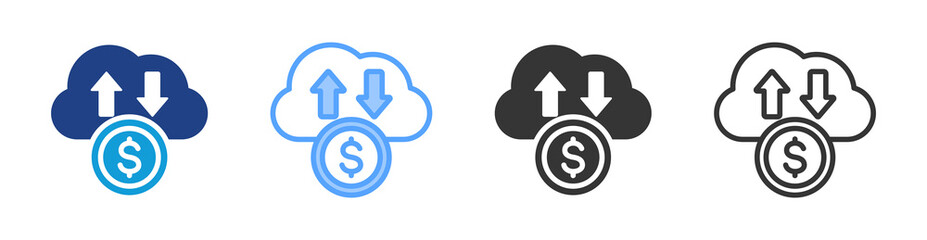 Online Payment icon set multiple style collection