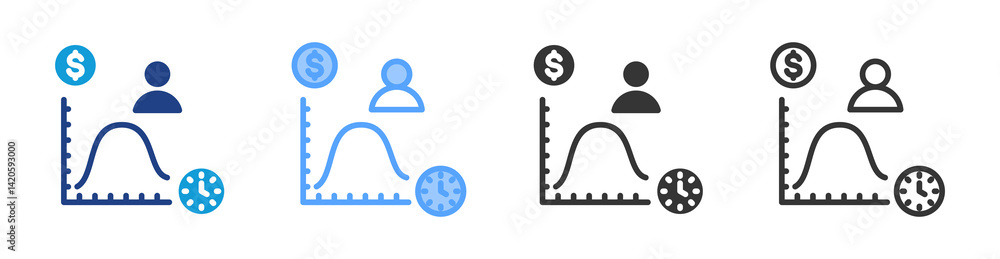 Aufkleber lifetime value icon set multiple style collection