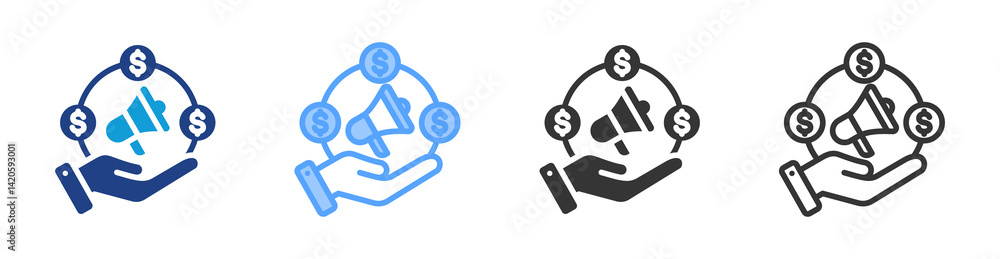 Poster commission icon set multiple style collection