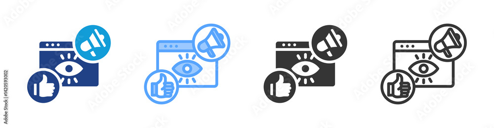 Poster Impression icon set multiple style collection