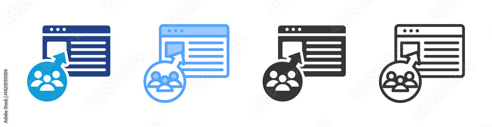 Poster Web Visitors icon set multiple style collection