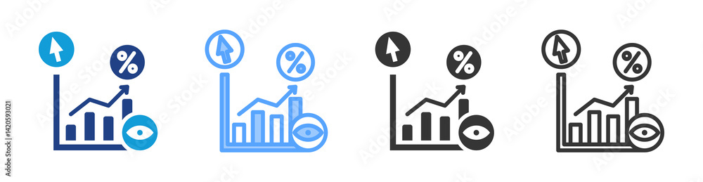 Poster Click Through Rate icon set multiple style collection