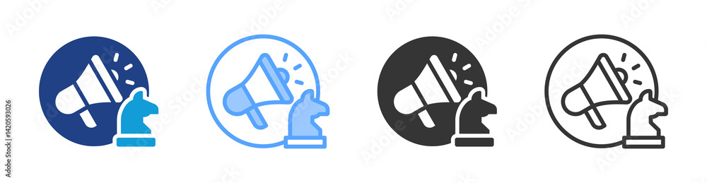 Poster marketing strategy icon set multiple style collection