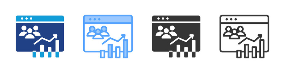 Web Traffic icon set multiple style collection