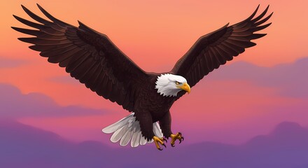 Fototapeta premium The American Bald Eagle in Illustrative Detail: A Symbol of Strength and Sovereignty 