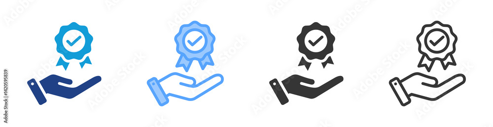 Aufkleber service quality icon set multiple style collection