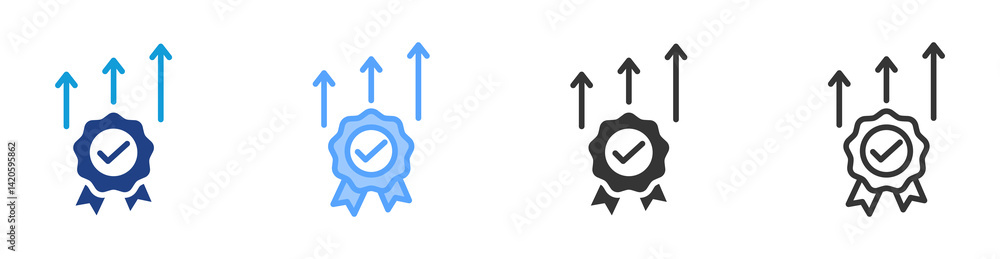 Poster quality improvement icon set multiple style collection