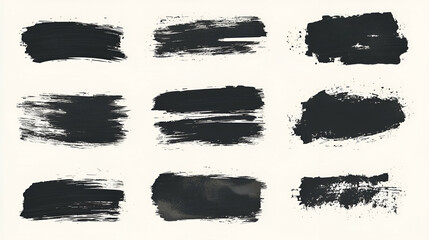 Black paintbrush strokes texture; design elements